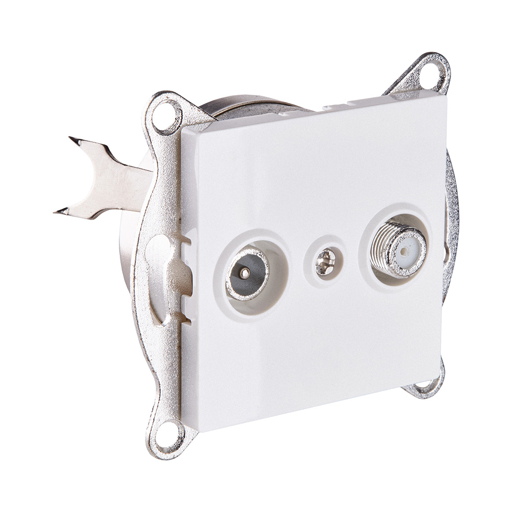 Розетка двойная TV (мама) + спутниковая SAT, белый Kollinger REA-035WH для Aspekt, Eleganz, Reflex