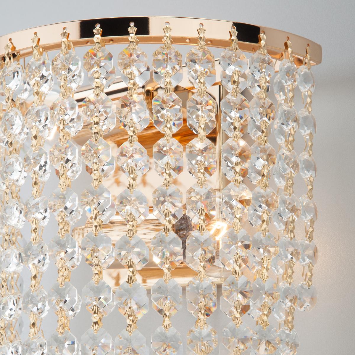 Настенный светильник Eurosvet 3102/2 золото/прозрачный хрусталь Strotskis