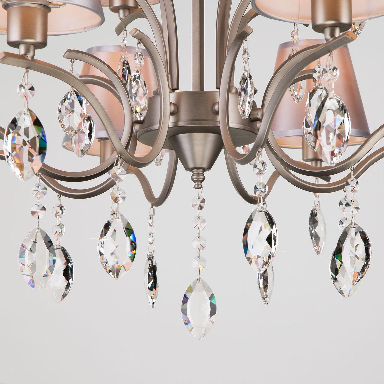 Подвесная люстра Eurosvet Aurelia 10089/12 сатин-никель/прозрачный хрусталь Strotskis