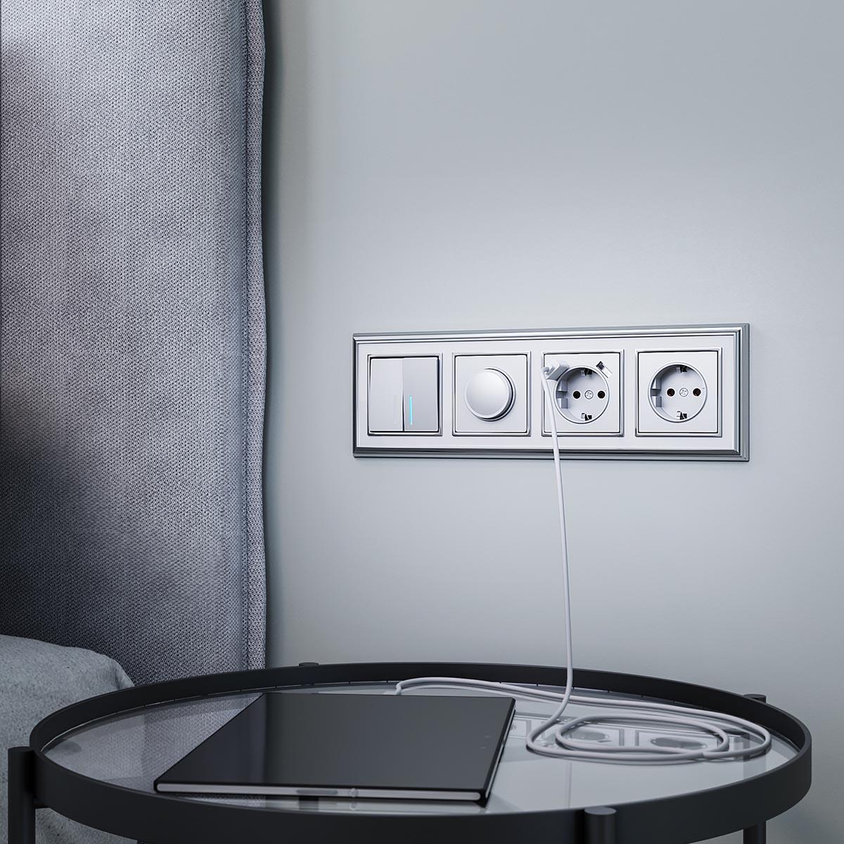 Рамка Werkel Palacio Gracia на 4 поста хром/белый W0041331 4690389159275