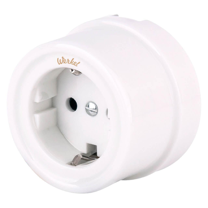 Розетка Werkel с заземлением Retro белая WL18-03-01 4690389100635