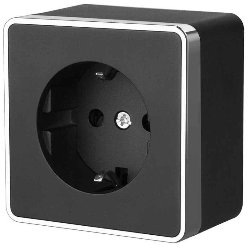 Розетка с заземлением и шторками Werkel Gallant черный/хром WL15-02-02 4690389130250