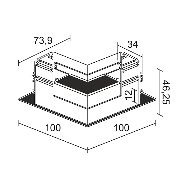 Угол-соединитель горизонтальный для магнитной системы Ledron G-АВД-5355 Black 00000013827
