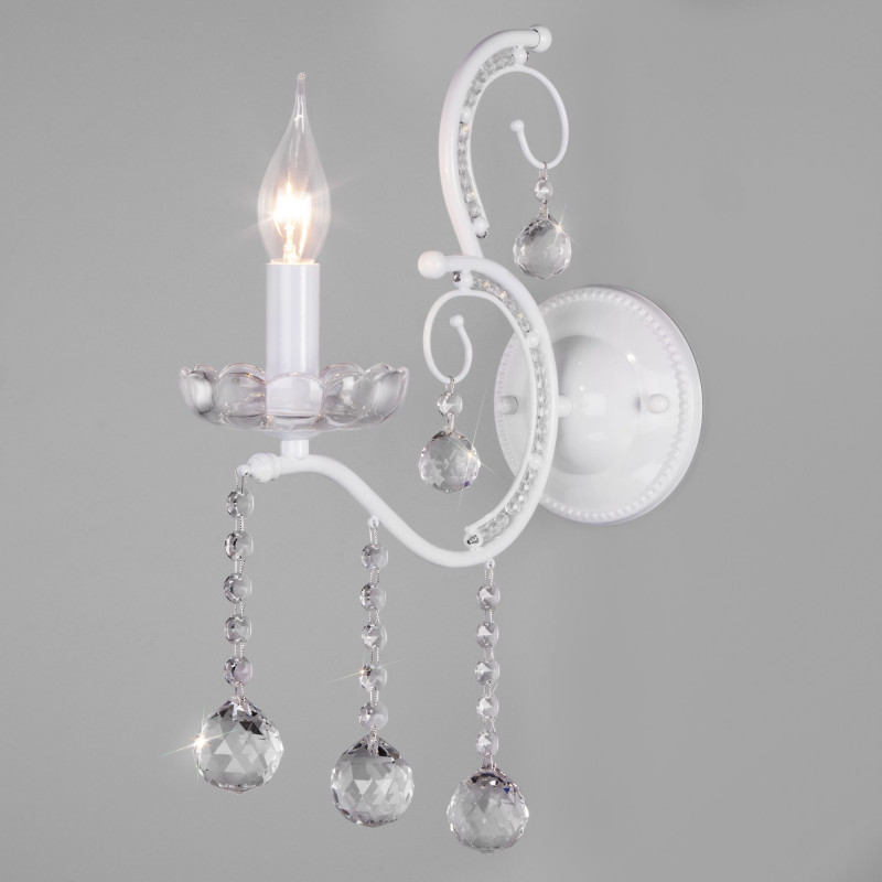 Бра Eurosvet 10107/1 глянцевый белый/прозрачный хрусталь Strotskis