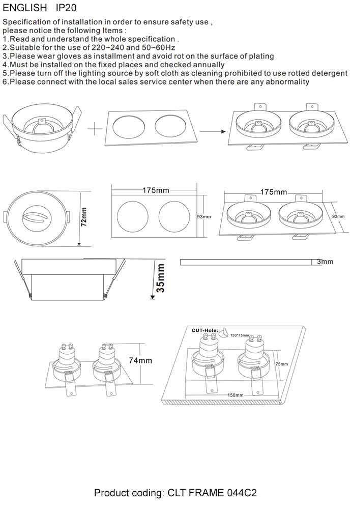 Декоративная рамка для светильника Crystal Lux CLT FRAME 044C2 GO