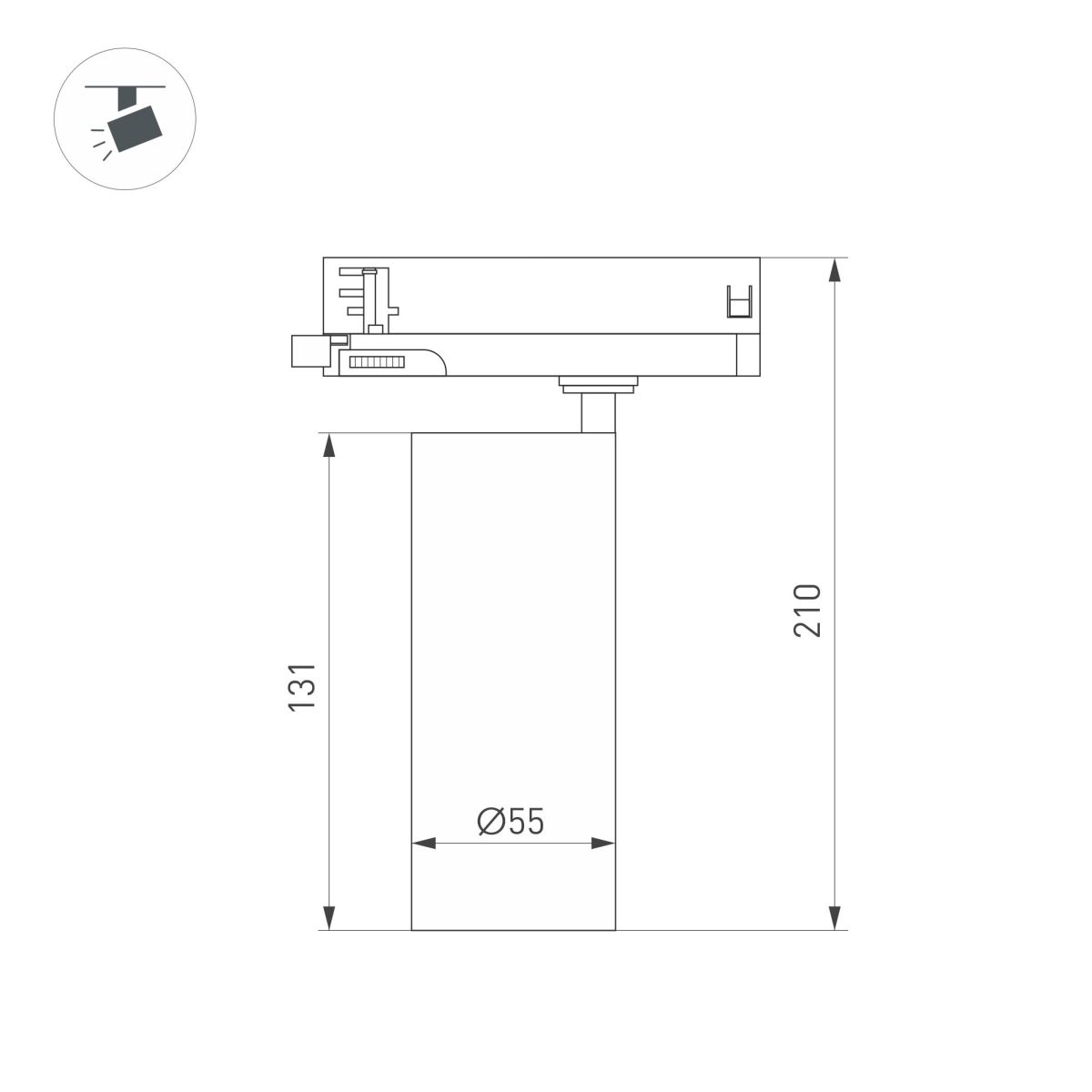 Трековый трехфазный светильник Arlight LGD-SILMA-4TR-R55-4W Warm2700 (BK, 4 deg, 230V) (IP20 Металл) 060464