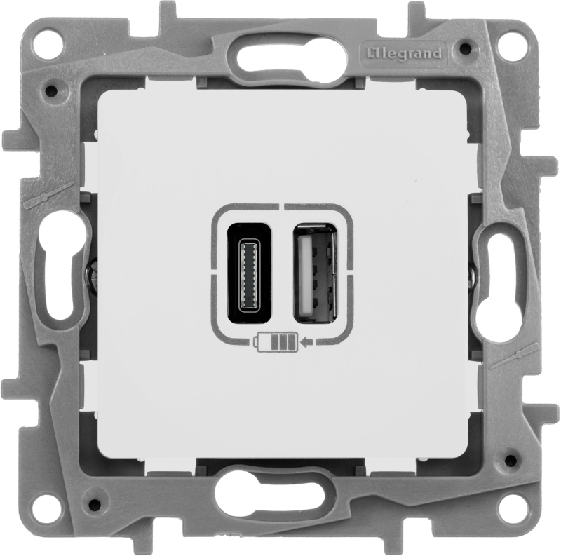 Зарядка USB A-C Legrand Etika Белый 672236