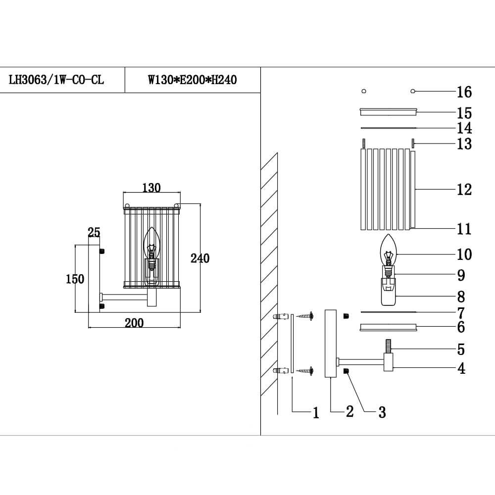 Бра Lumien Hall Krejne LH3063/1W-CO-CL