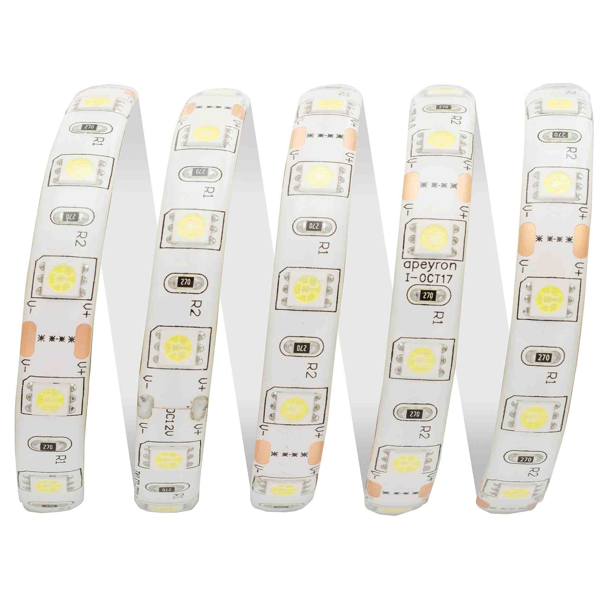 Светодиодная лента Apeyron 12В СТ 14,4Вт/м smd5050 60д/м IP65 700Лм/м 5м 6500К 10BL