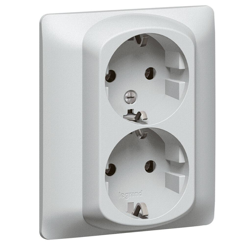 Розетка 2х2К+3 Legrand Galea Life 16A 250V с/з со шторками автоматические клеммы алюминий 771333