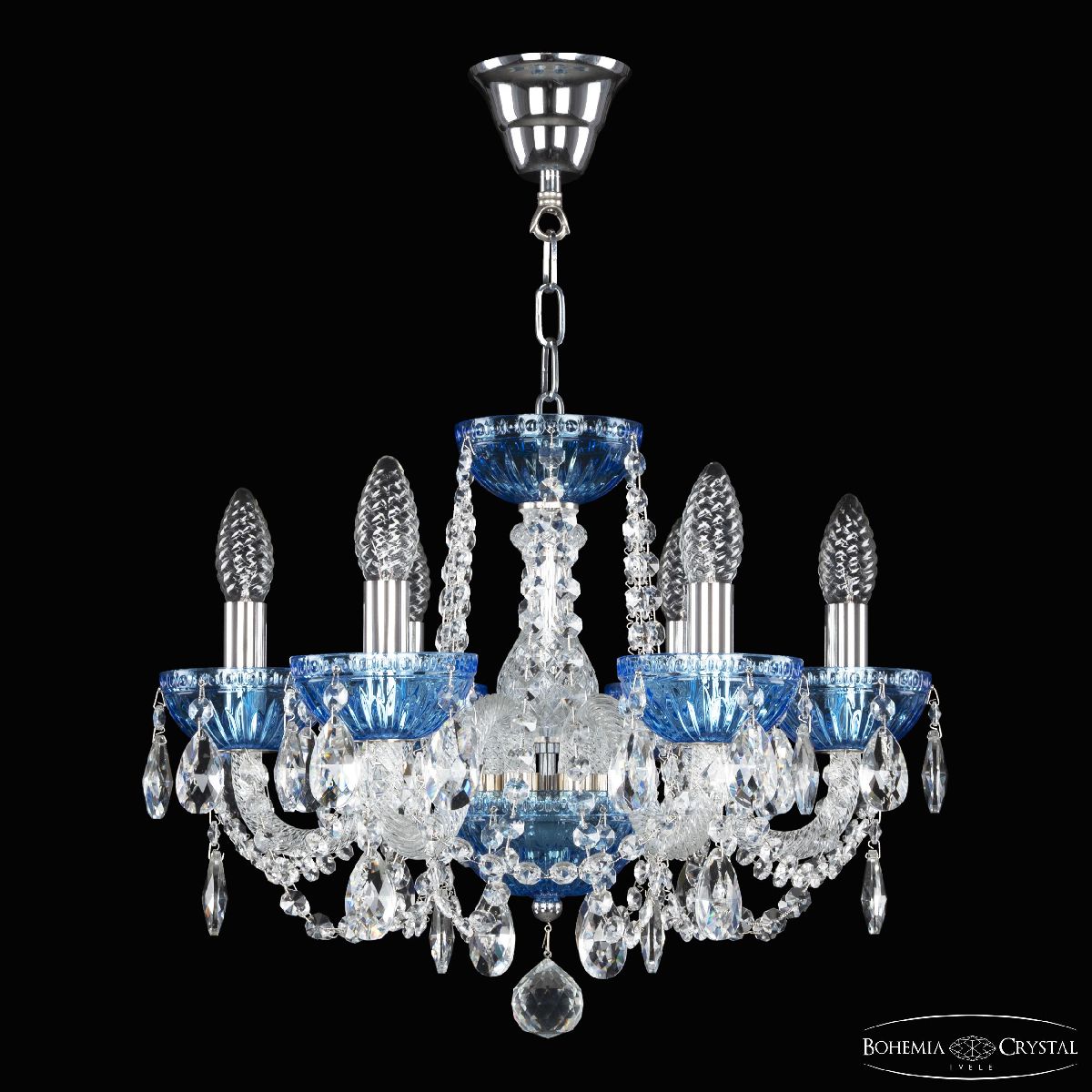 Подвесная люстра Bohemia Ivele Crystal 5402/6/141 Ni Aquamarine/M-1G