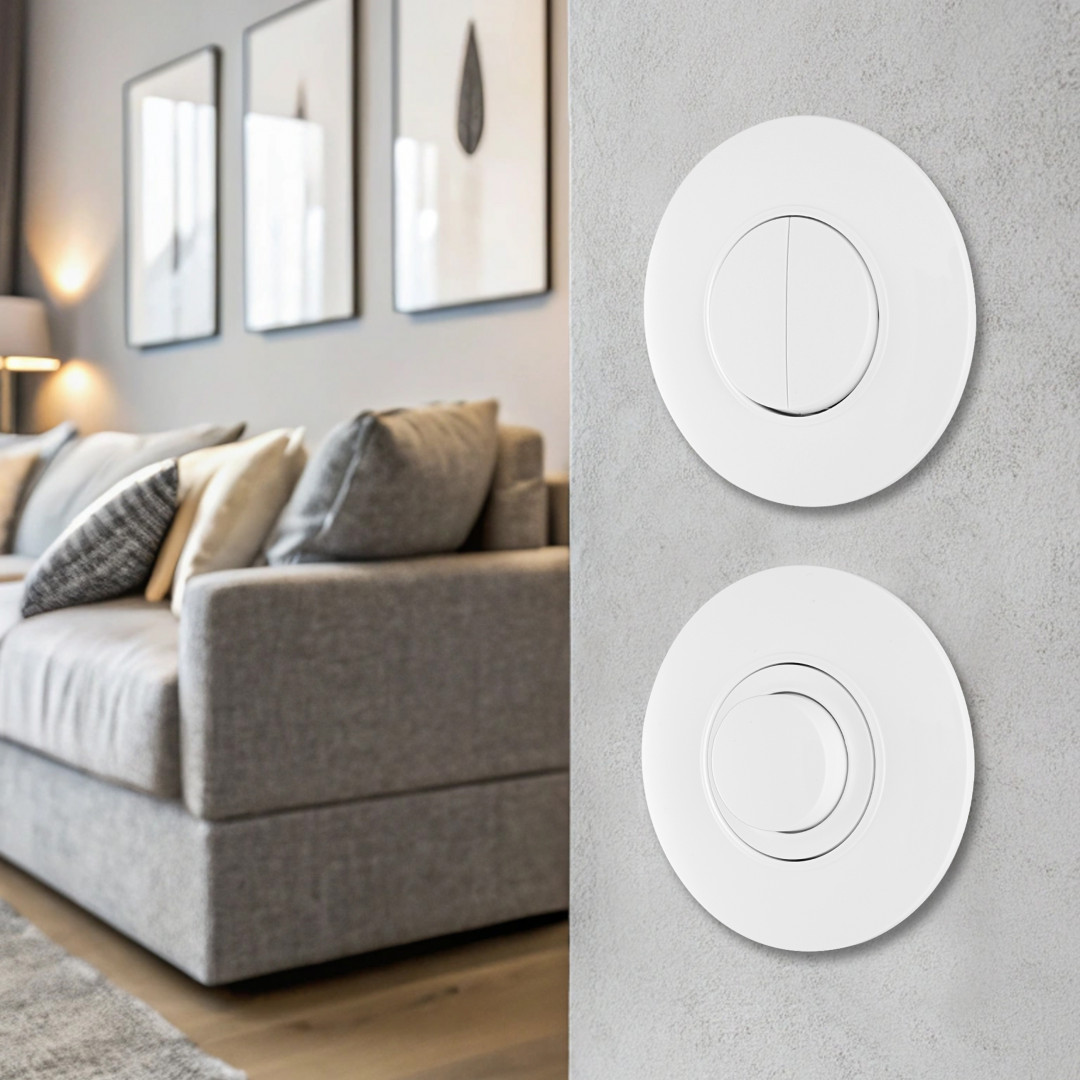 Выключатель круглый двухклавишный с рамкой Arte Milano SET08-1-30-2 white