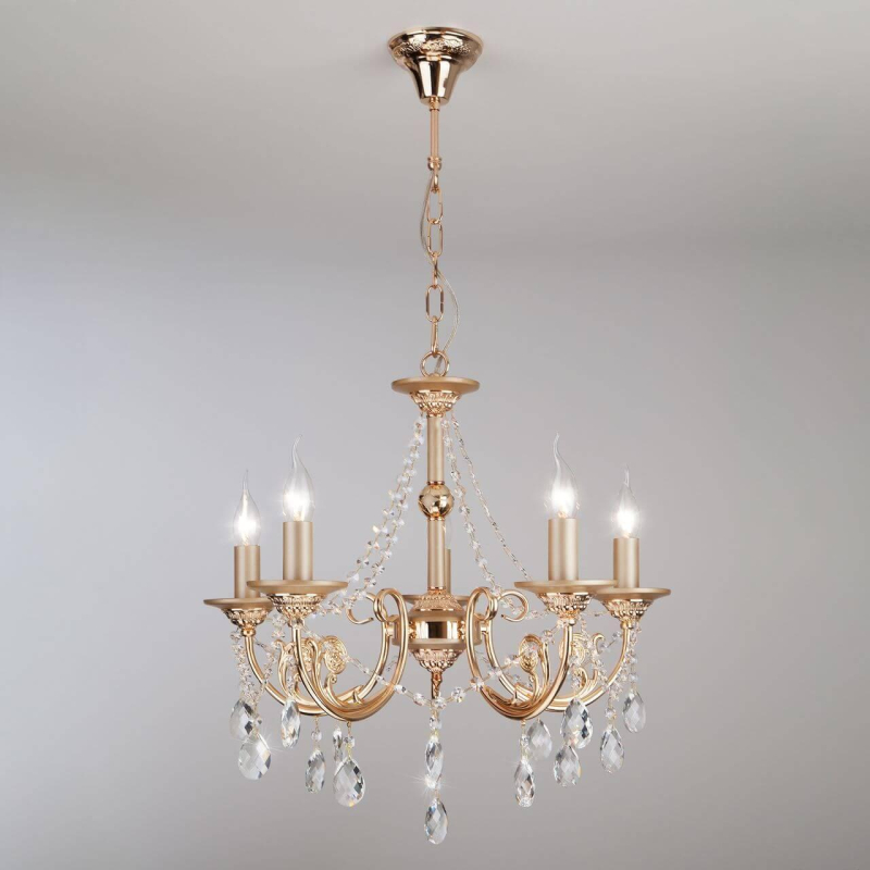 Подвесная люстра Eurosvet Cappella 10079/5 золото/прозрачный хрусталь Strotskis