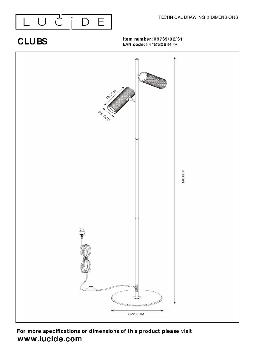 Торшер Lucide Clubs 09739/02/31