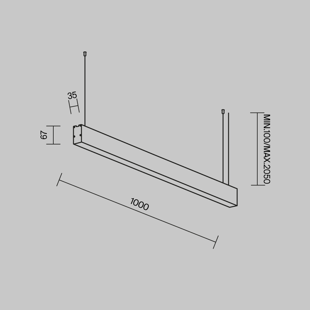 Линейный подвесной светильник Maytoni Technical 3000K 35x67 (Черный, 1 м) LL312043