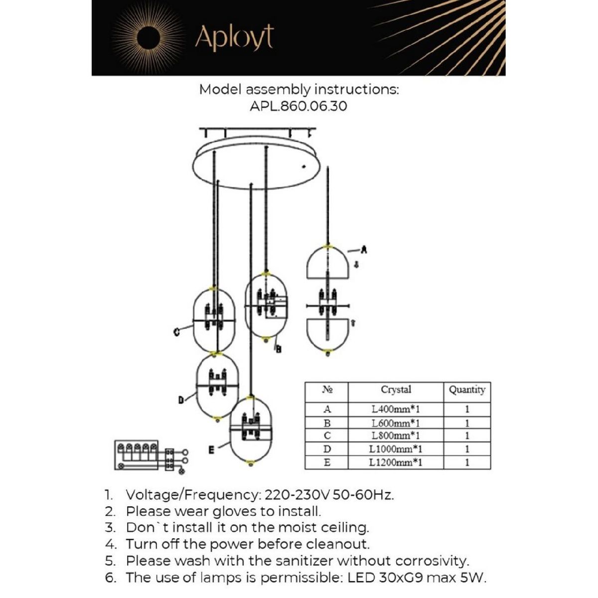 Каскадная люстра Aployt Ludovica APL.860.06.30