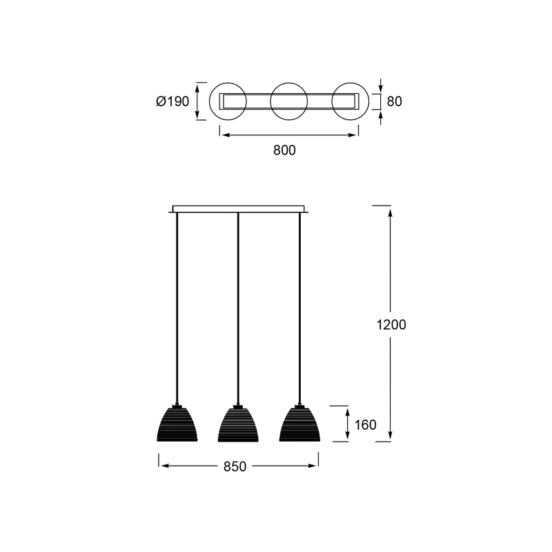 Подвесной светильник Zumaline PICO MD9023-3B(BLACK)