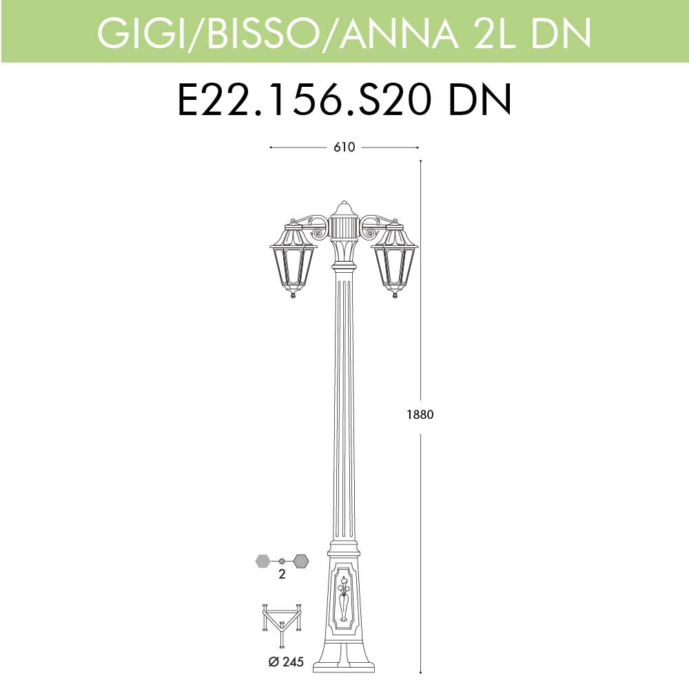 Уличный фонарь Fumagalli Gigi Bisso/Anna 2L Dn E22.156.S20.BYF1RDN