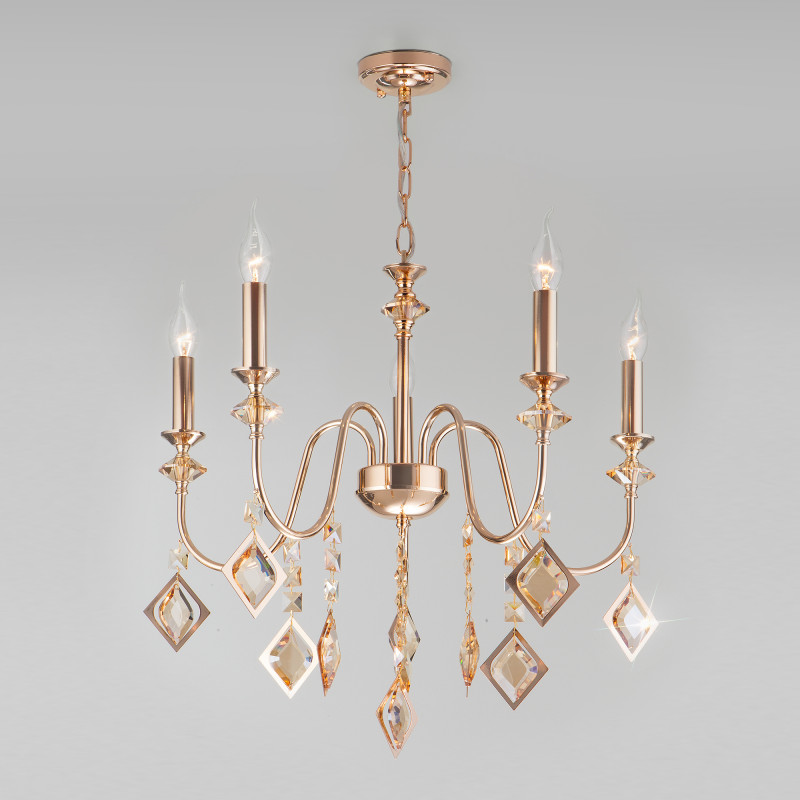 Подвесная люстра Eurosvet 10110/5 золото/тонированный хрусталь Strotskis