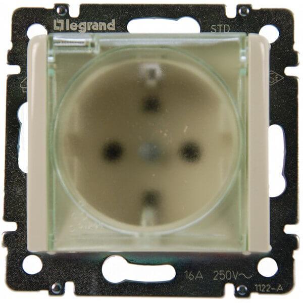 Розетка 2К+З Legrand Valena 16A 250V с/з со шторками крышкой винтовой зажим немецкий стандарт слоновая кость 774120