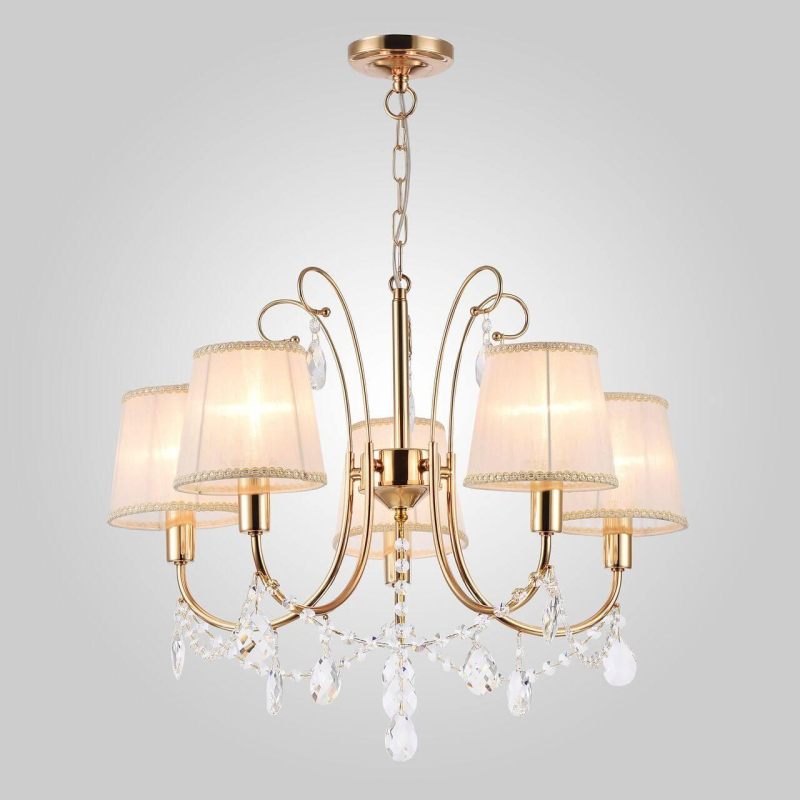 Подвесная люстра Eurosvet Emiliana 10087/5 золото/прозрачный хрусталь Strotskis