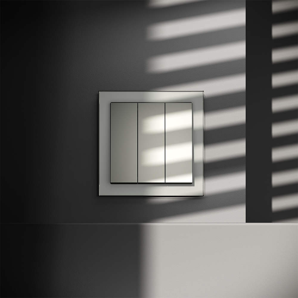 Выключатель трехклавишный Voltum S70 VLS030105 (сталь)