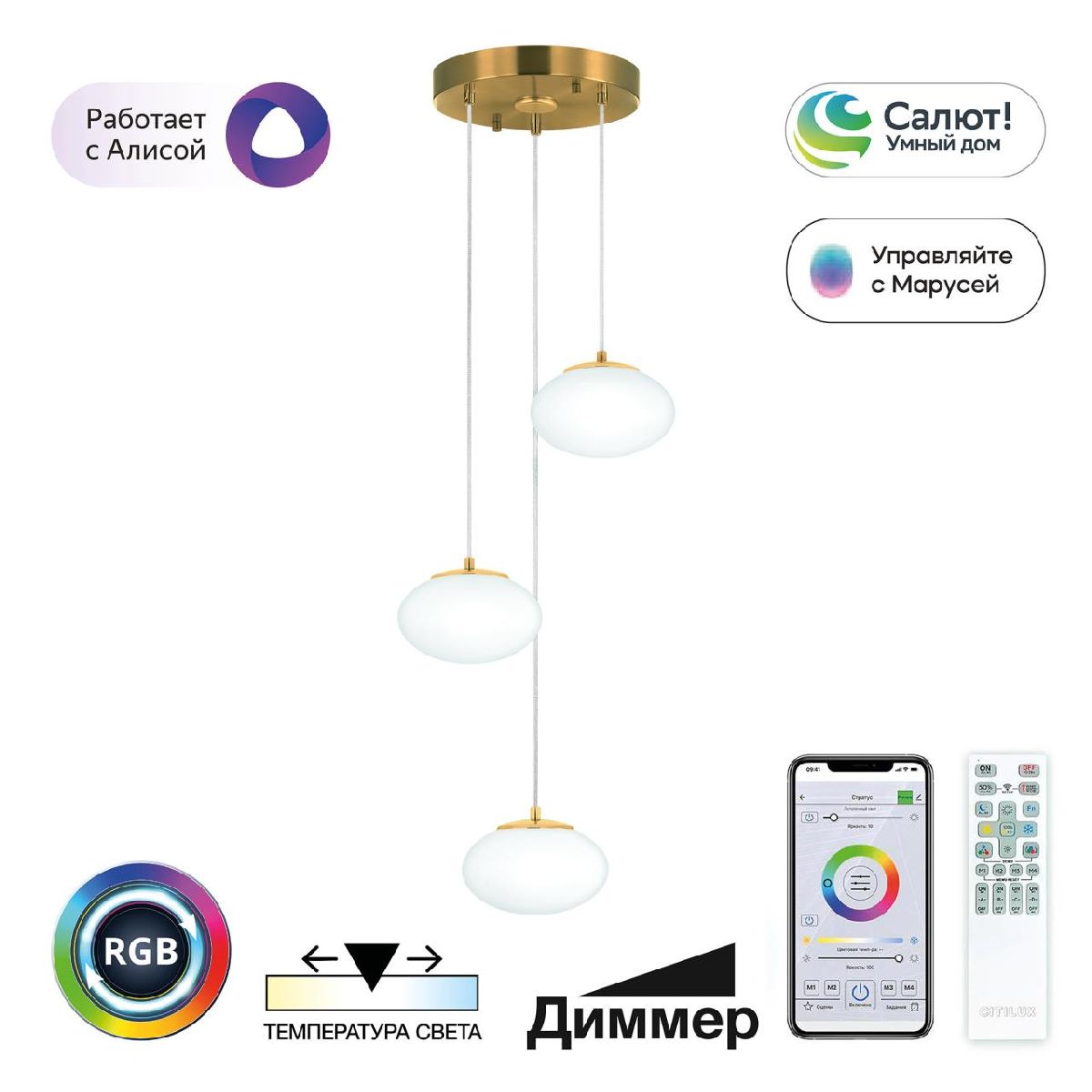 Подвесной светильник Citilux Atman smart CL226A033