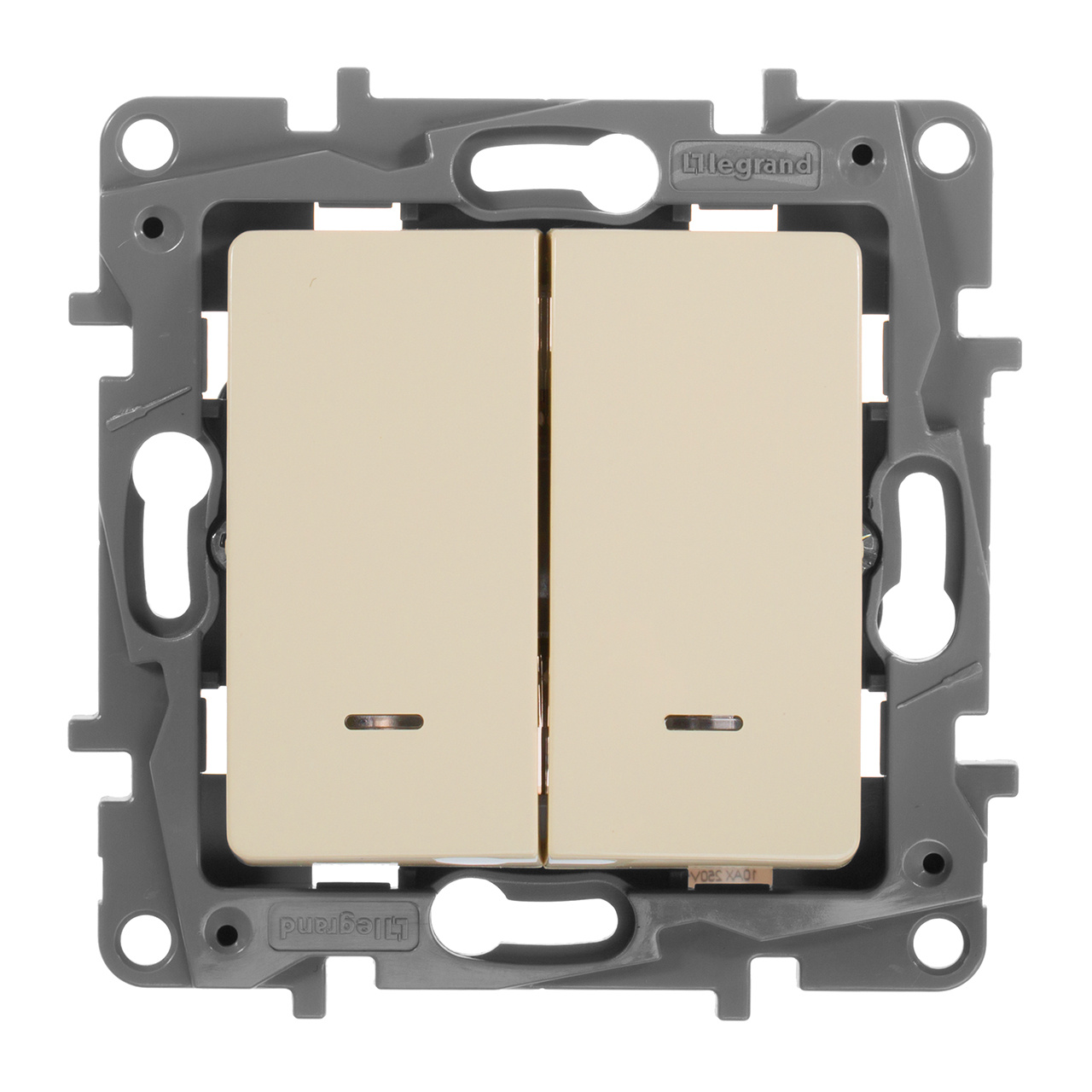 Переключатель двухклавишный Legrand Etika с подсветкой 10A 250V слоновая кость 672316