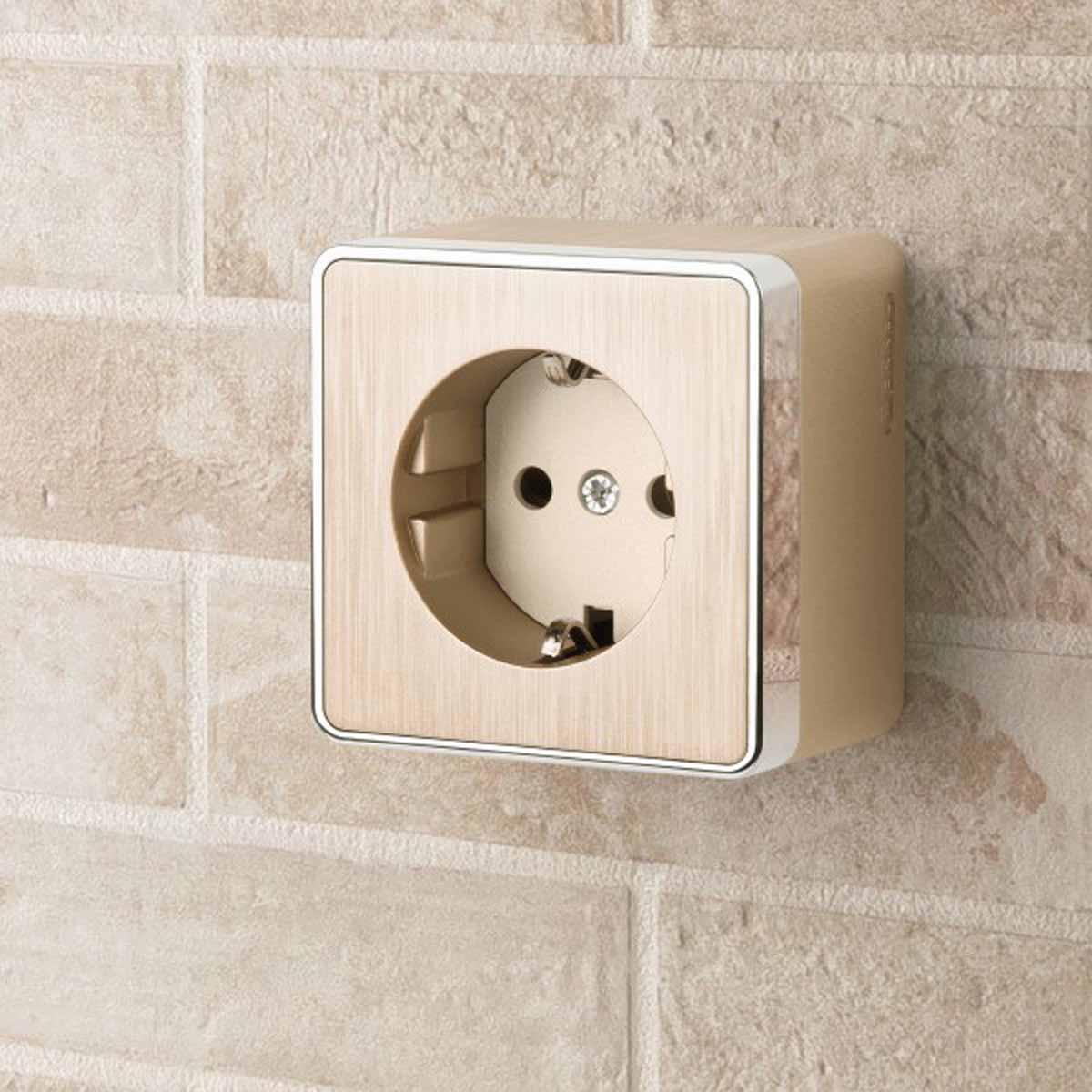 Розетка Werkel с заземлением и шторками шампань рифленый W5071110 4690389164552