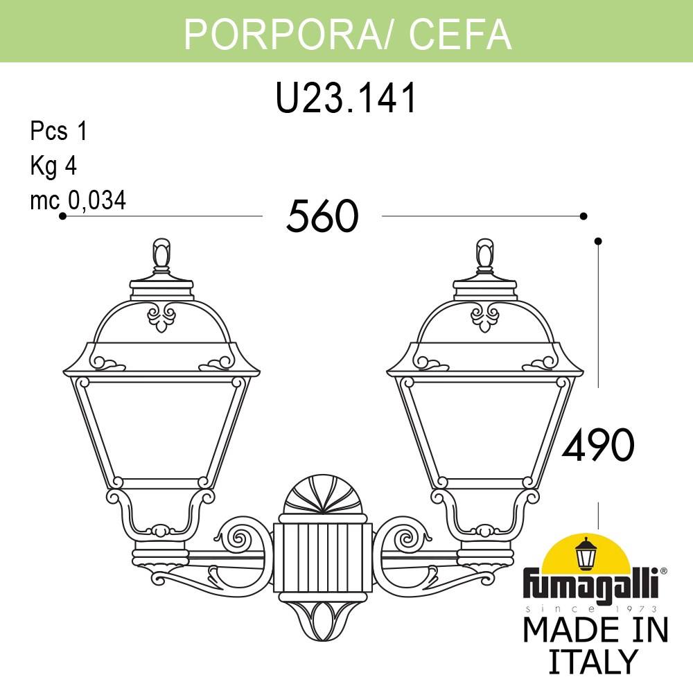 Уличный настенный светильник Fumagalli PORPORA/CEFA U23.141.000.WXE27