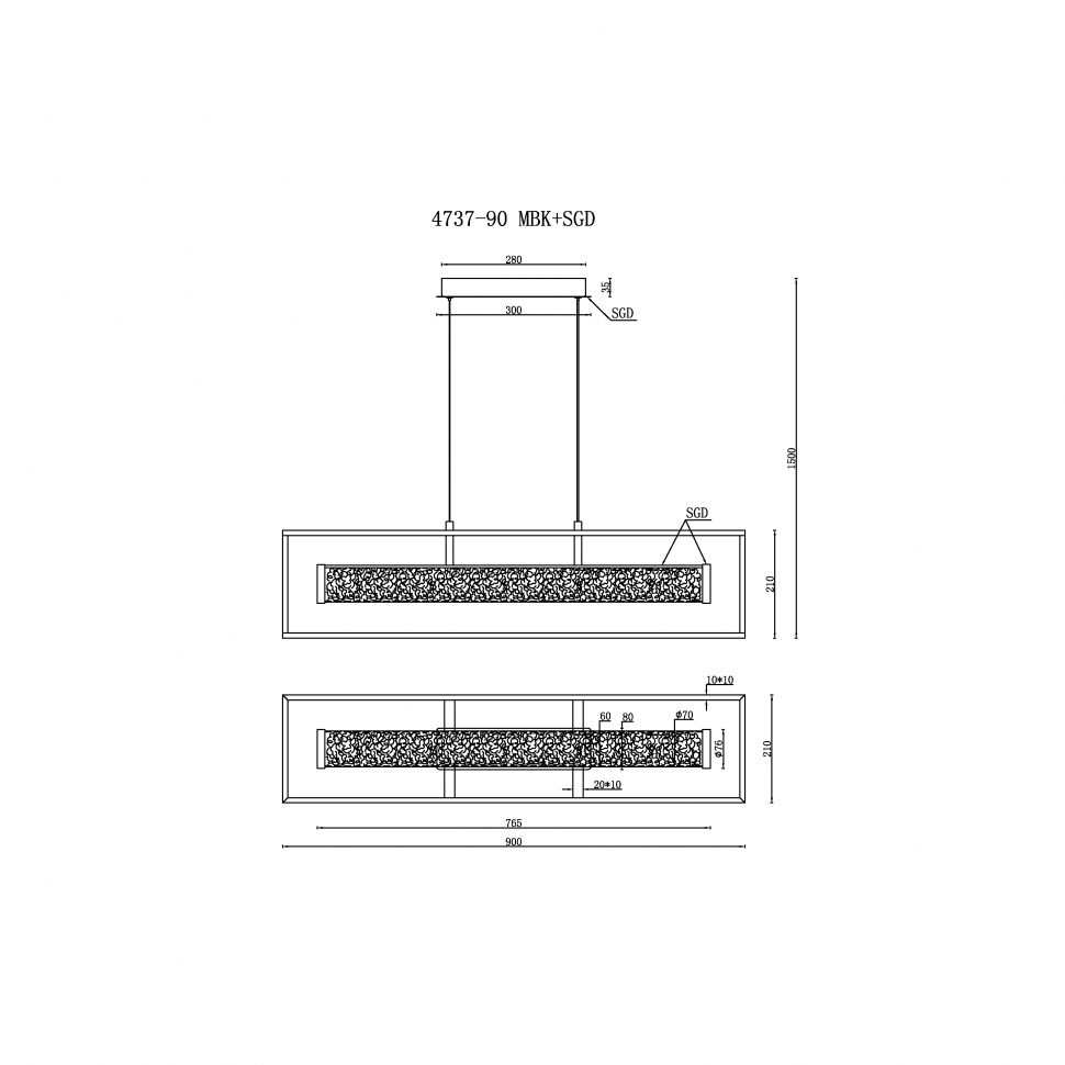 Подвесная люстра iLedex Look 4737-90 MBK+SGD