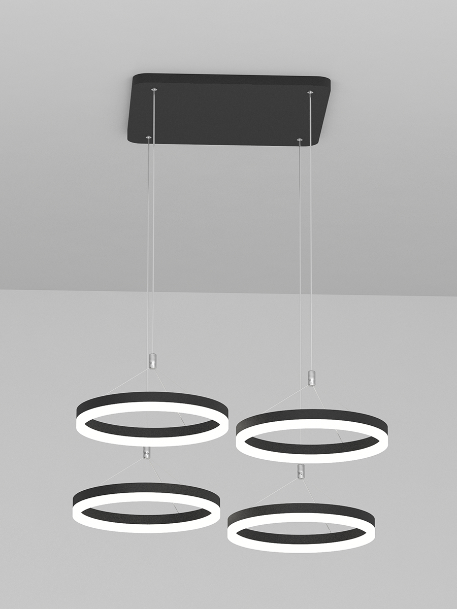 Подвесная люстра Elvan LU-155/4SQ-21W-NH-Bk