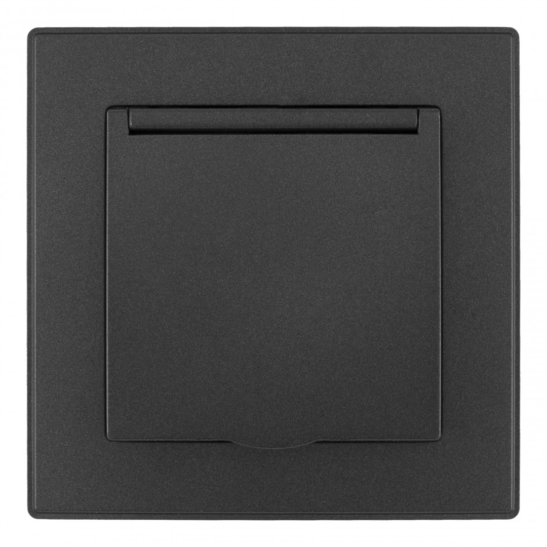 Комплект розетки с/з и шторками, защитной крышкой и рамкой Arte Milano SET06-1-41-1 black