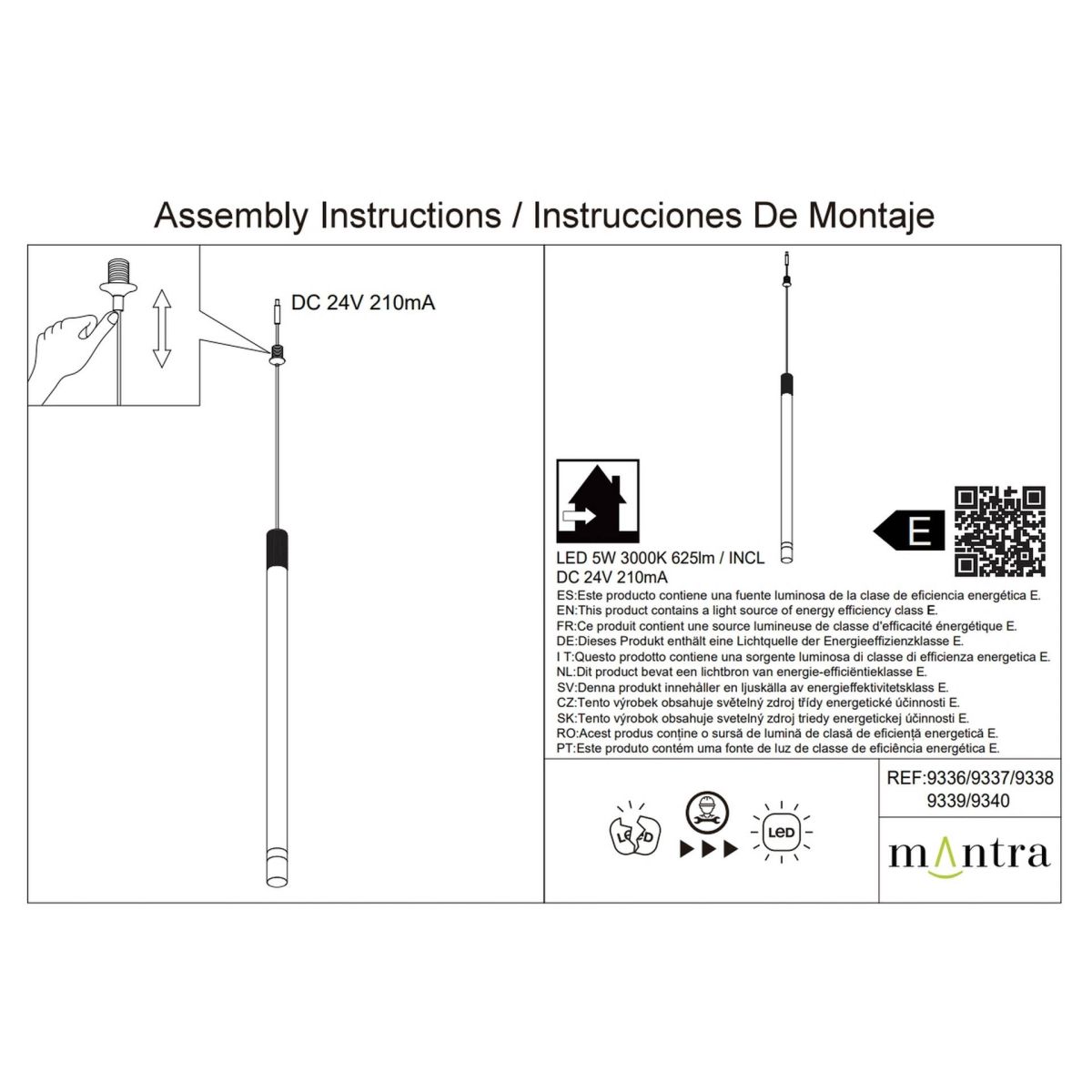 Подвесной модульный светильник без основания Mantra Moana 9339