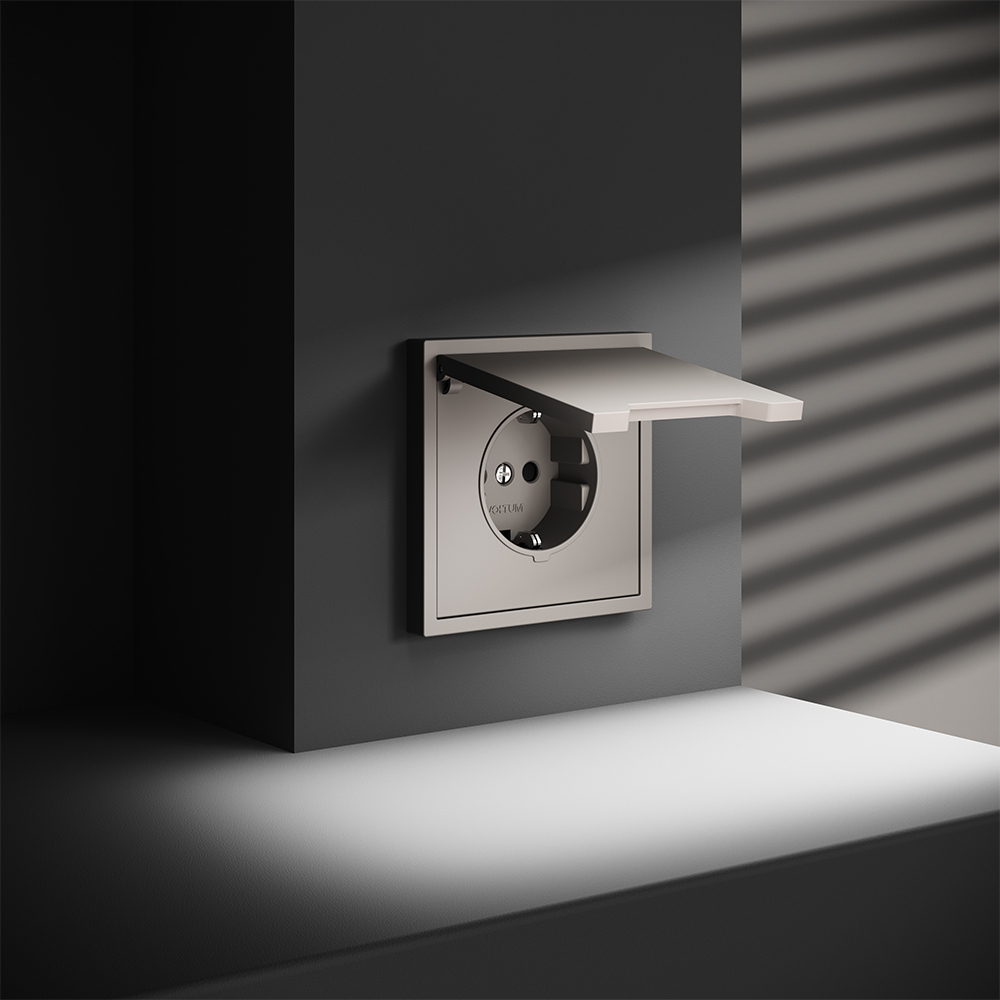 Розетка с защитными шторками и крышкой Voltum S70 VLS040303 (кашемир)