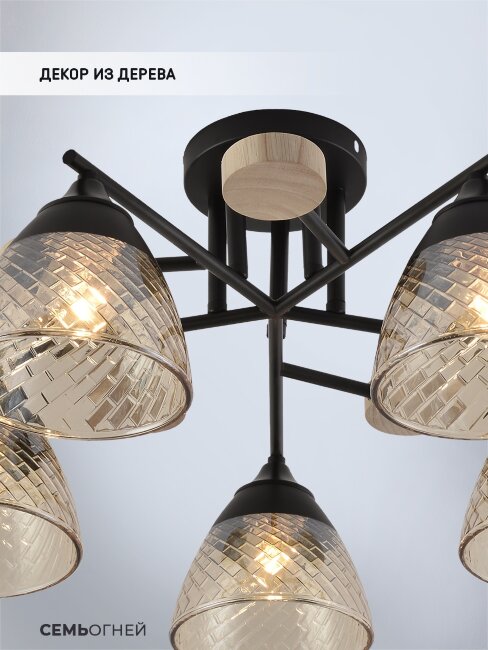 Потолочная люстра Seven Fires Aislin SF3375/5C-BK-WD-AM