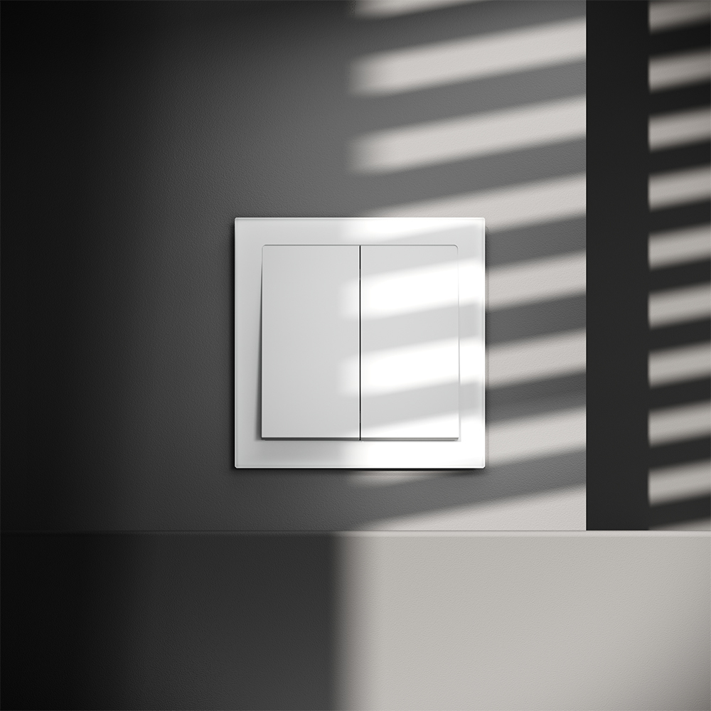 Выключатель с самовозвратом двухклавишный Voltum S70 VLS020602 (белый матовый)