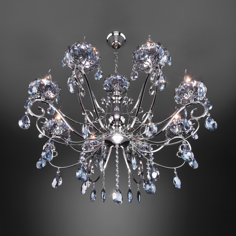 Подвесная люстра Eurosvet 10109/8 хром/лазурный хрусталь Strotskis