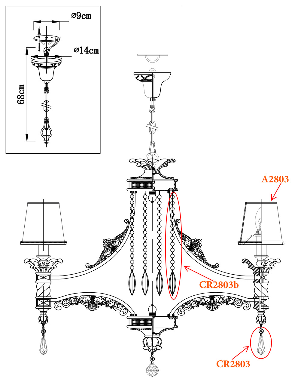 Подвесная люстра Odeon Light Peta 2803/8