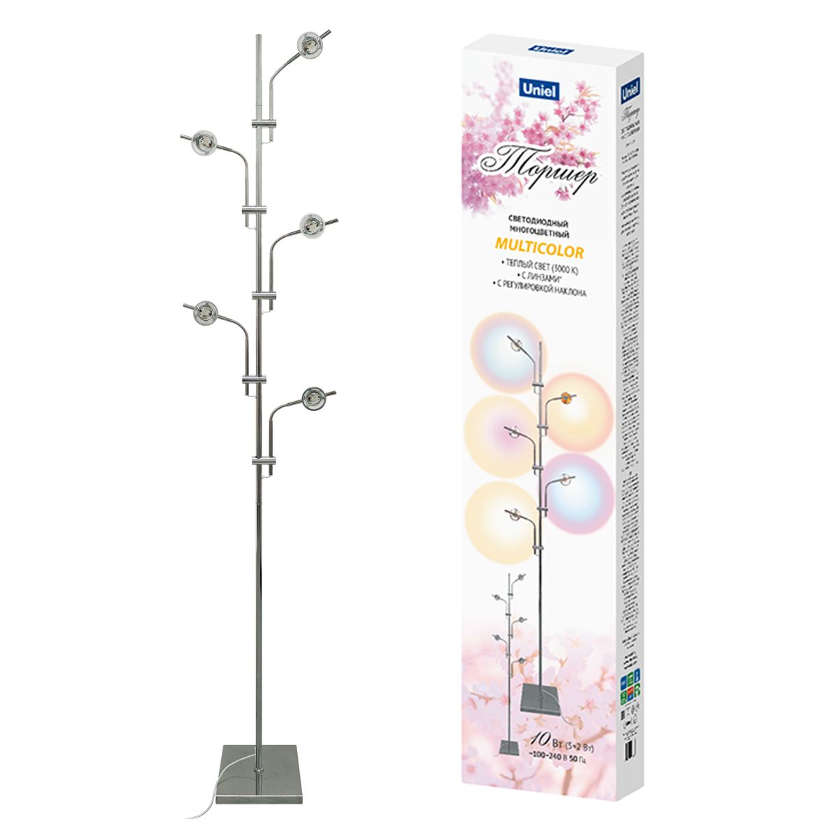 Торшер Uniel ULM-T640 5x2W/3000K CHROME MULTICOLOR UL-00012154