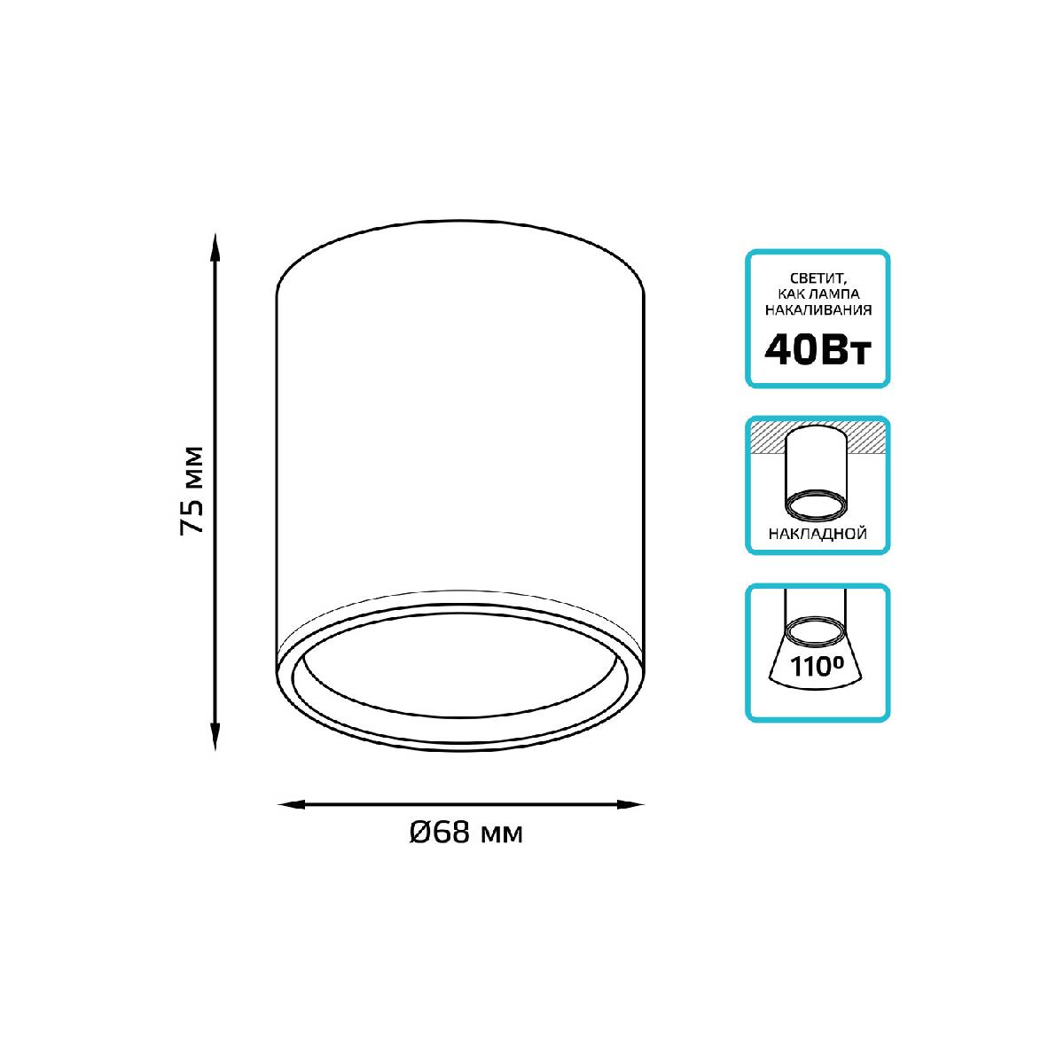 Потолочный светодиодный светильник Gauss Overhead HD022