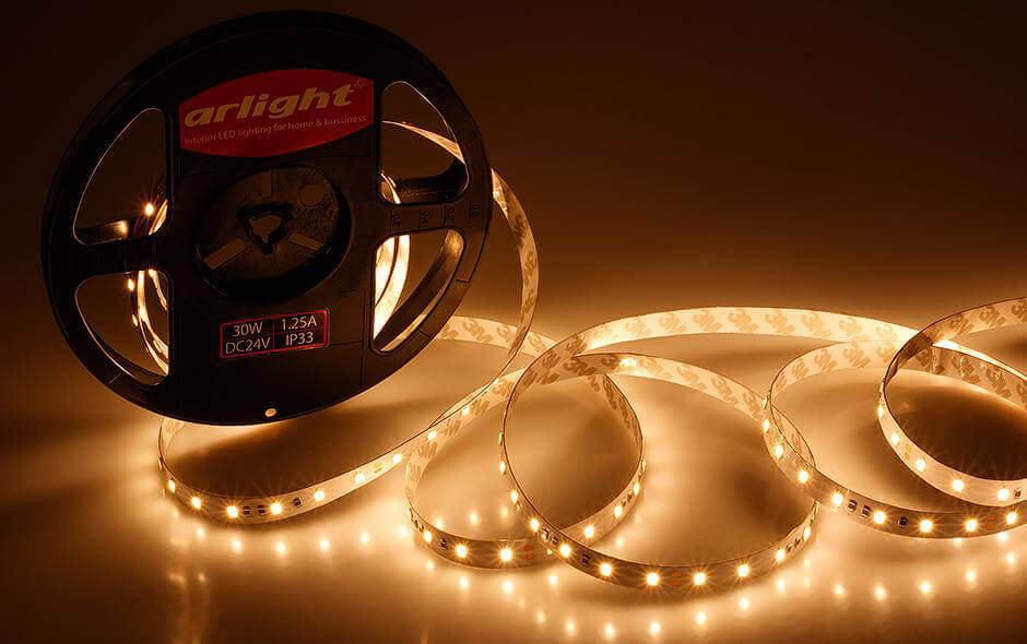 Светодиодная лента Arlight ULTRA-5000 24V Warm 2X (5630, 300 LED, LUX) 015287