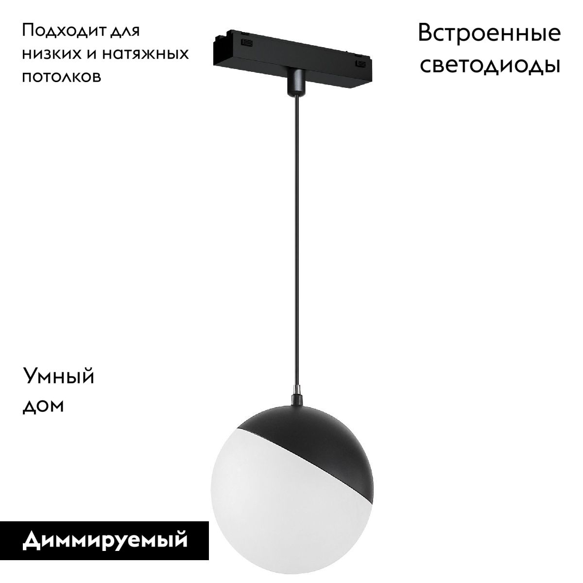 Трековый магнитный светильник Arlight MAG-VIBE-EMISFERO-HANG-R100-6W Day4000-MIX (BK, 130 deg, 48V, TUYA) 044815