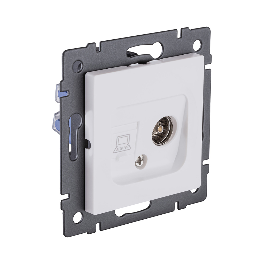 Розетка двойная TV (мама) + RJ45 Cat.6, белый матовый Kollinger REA-021WM для Aspekt, Eleganz, Reflex