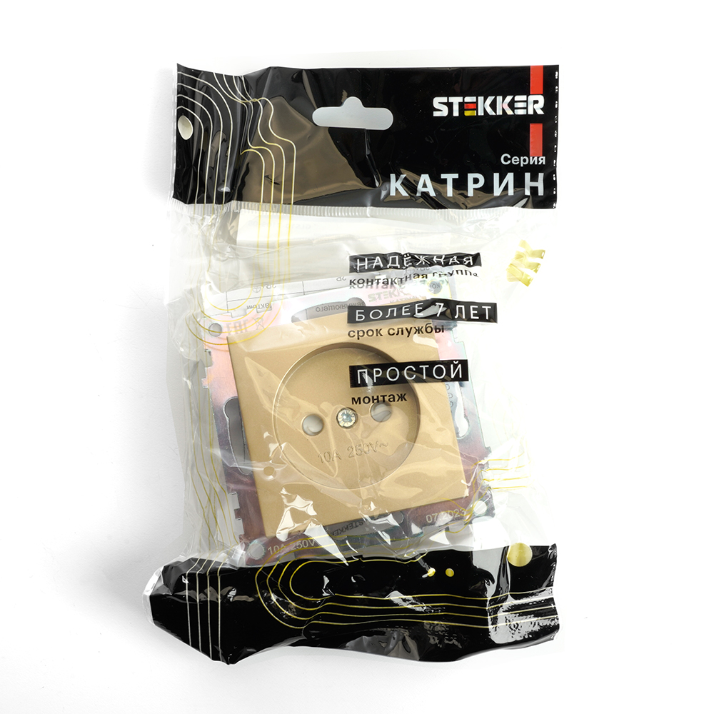 Розетка 1-местная б/з с защитной шторкой Stekker Катрин GLS10-7109-08 49223