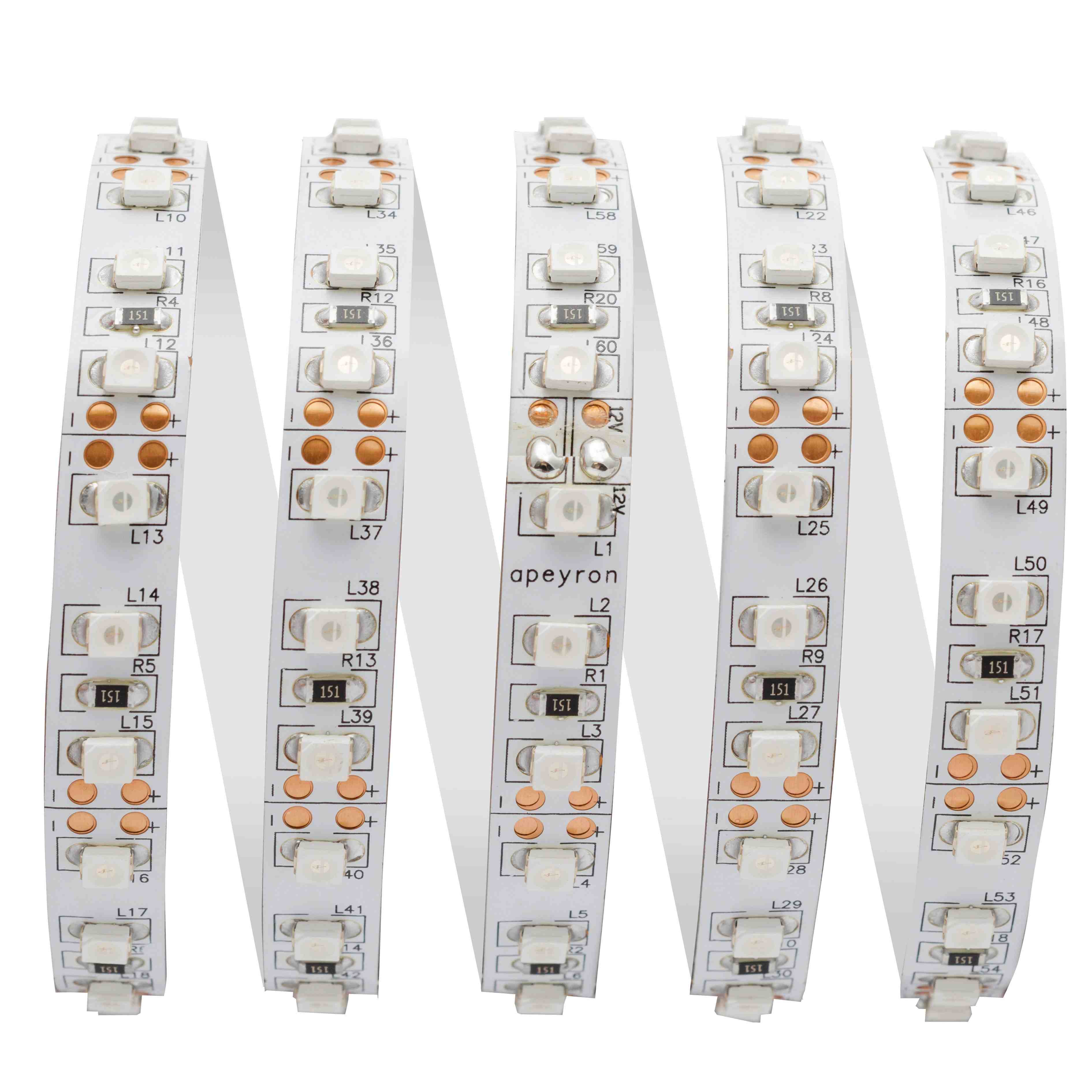 Светодиодная лента Apeyron 12В СТ 9,6Вт/м smd3528, 120д/м IP20 5м синяя 00-18