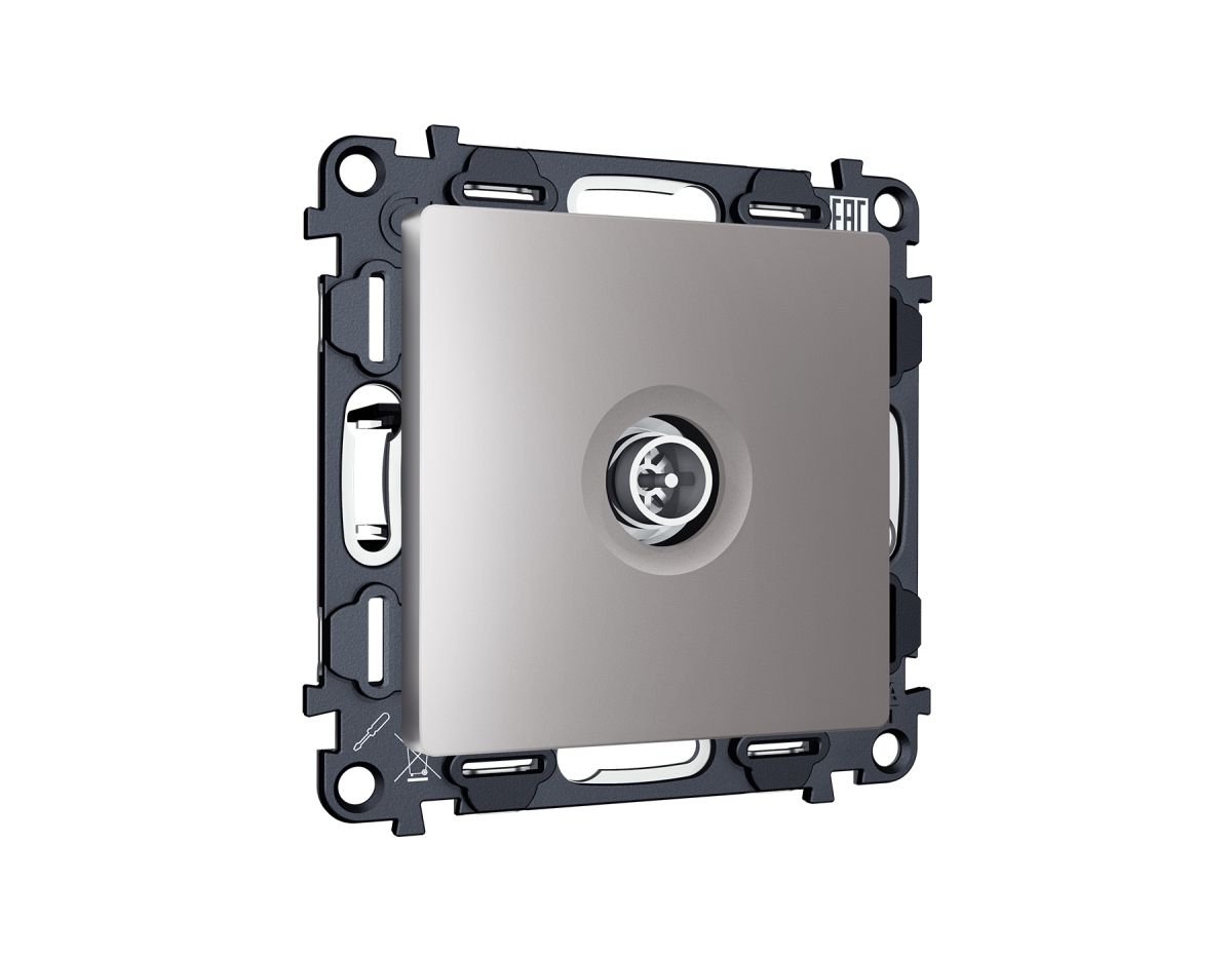 Комплект механизма TV розетки оконечной экранированной 5-1000MHz 3dB Alfa Сталь матовый Quant Ambrella Volt MA513005 (AP5130, VM199)