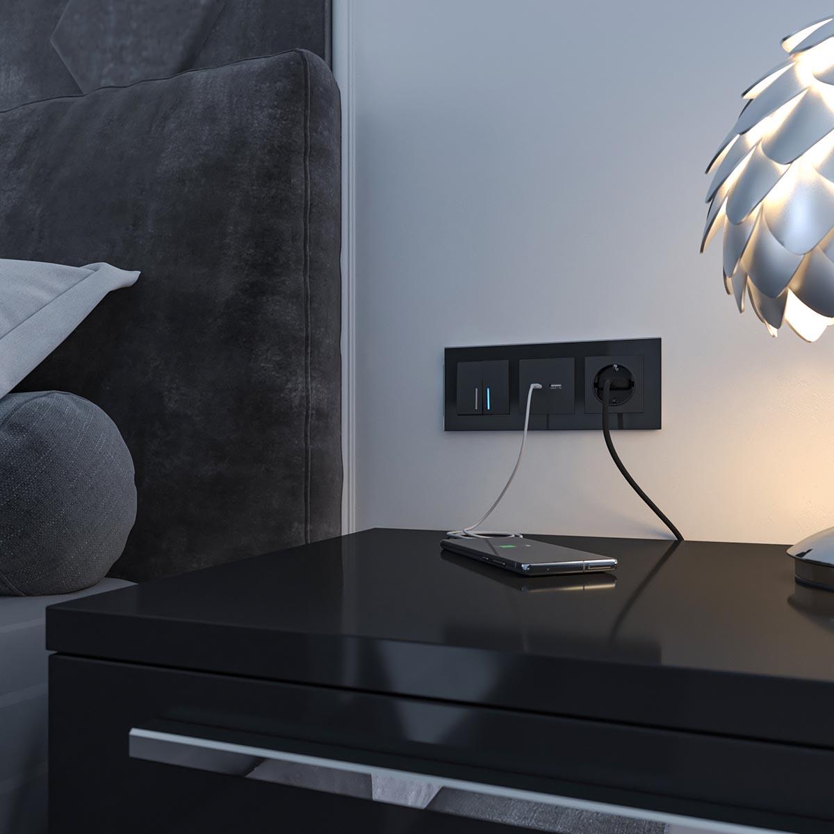 Розетка USB Werkel тип A+С черный матовый W1171808 4690389171390