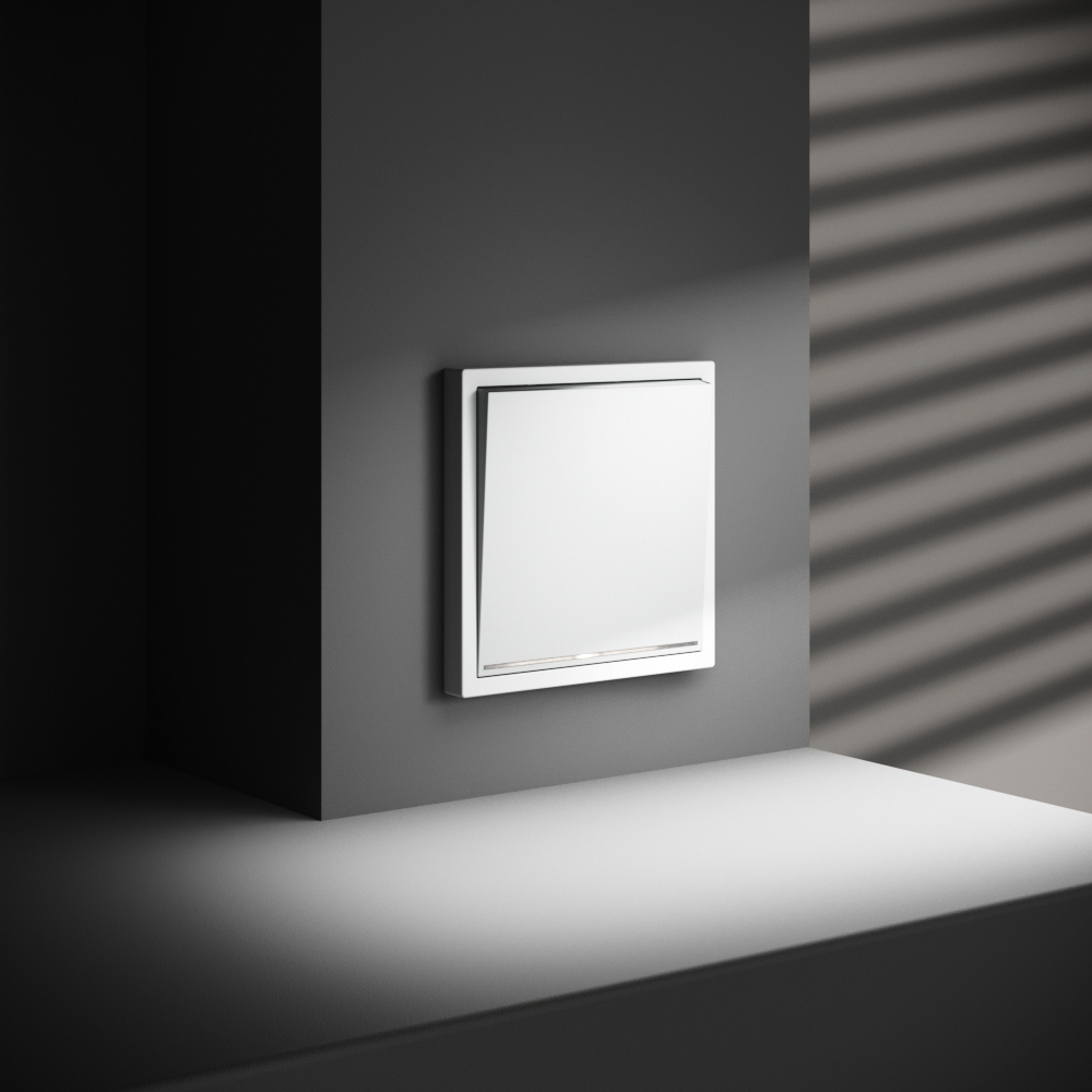 Проходной переключатель одноклавишный с подсветкой Voltum S70 VLS010402 (белый матовый)