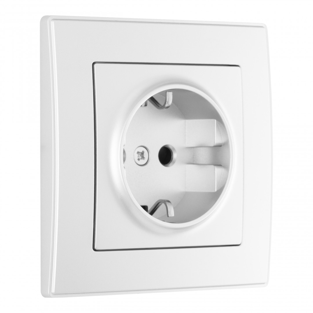 Комплект розетки с/з и шторками и рамкой Arte Milano SET06-1-40-1 silver